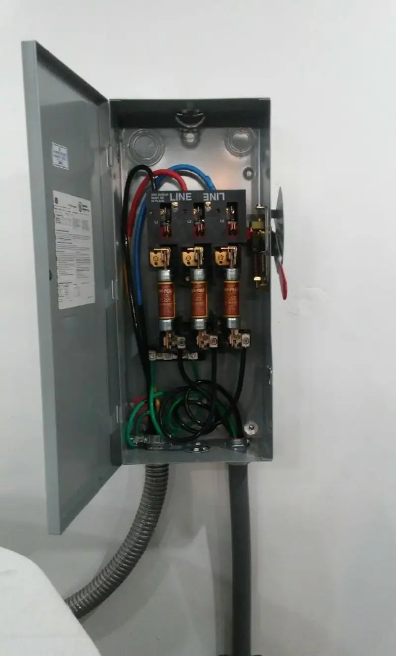 Three-phase disconnect switch installed for Smoke Detector Installation in Enterprise